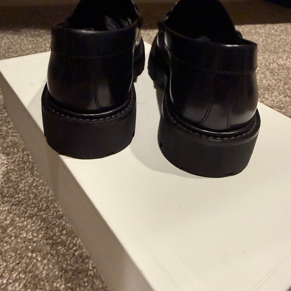 Celine Margaret Lug Sole  Leather Slip-On Loafers with Gold Triomphe Accent 37.5 - Picture 4 of 8